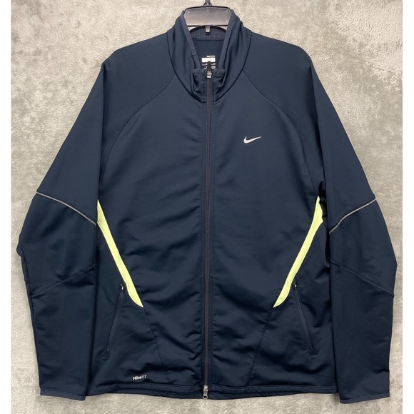 Nike FitDRY Men's Track Jacket XL Black Neon Full Zip Polyester Blend Sports - Picture 1 of 11